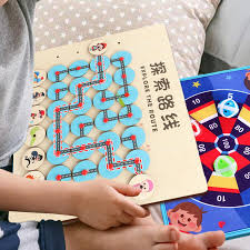 Kids Wooden Exploring Route Maze Toy – Montessori Educational Creative Intelligence Maze Game for Children Interactive Toy