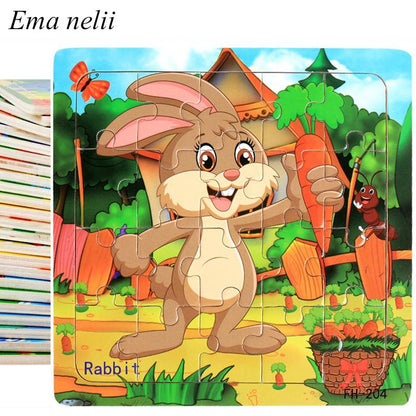 20-Piece Montessori Wooden Puzzle – Cartoon Animals Learning Toy for Kids