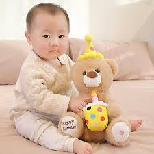 Cute Electric Singing Happy Birthday Teddy Bear Plush Toy – Stuffed Dog with Blow-Out Candles Feature – Perfect Gift for Kids